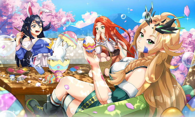 draw anime art character illustration oc, pfp, fanart, 2d vtuber for summer gift