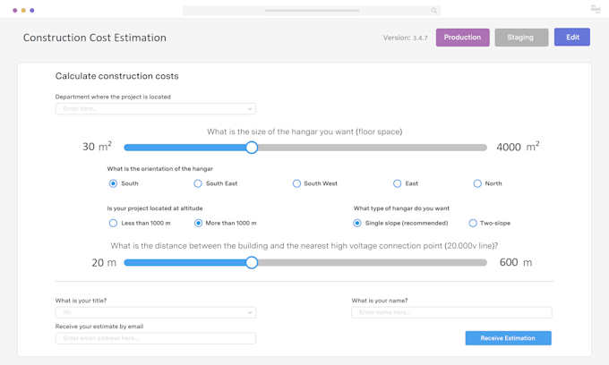 develop cost estimation and payment forms on wordpress