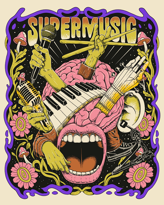 make psychedelic illustration with stand out color