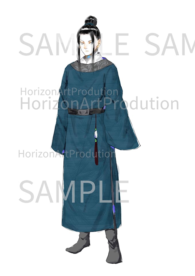 create chinese ink anime style character for you