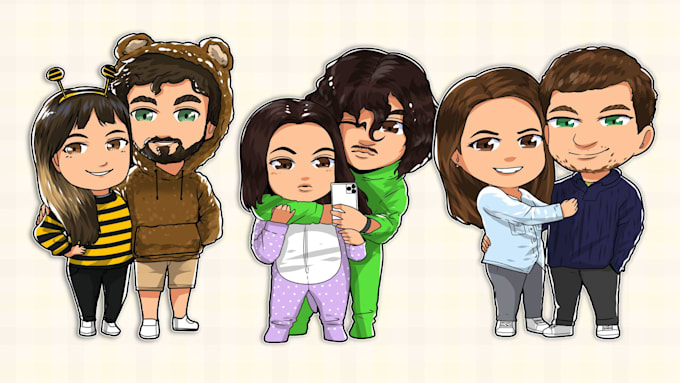 draw cute chibi style for couple