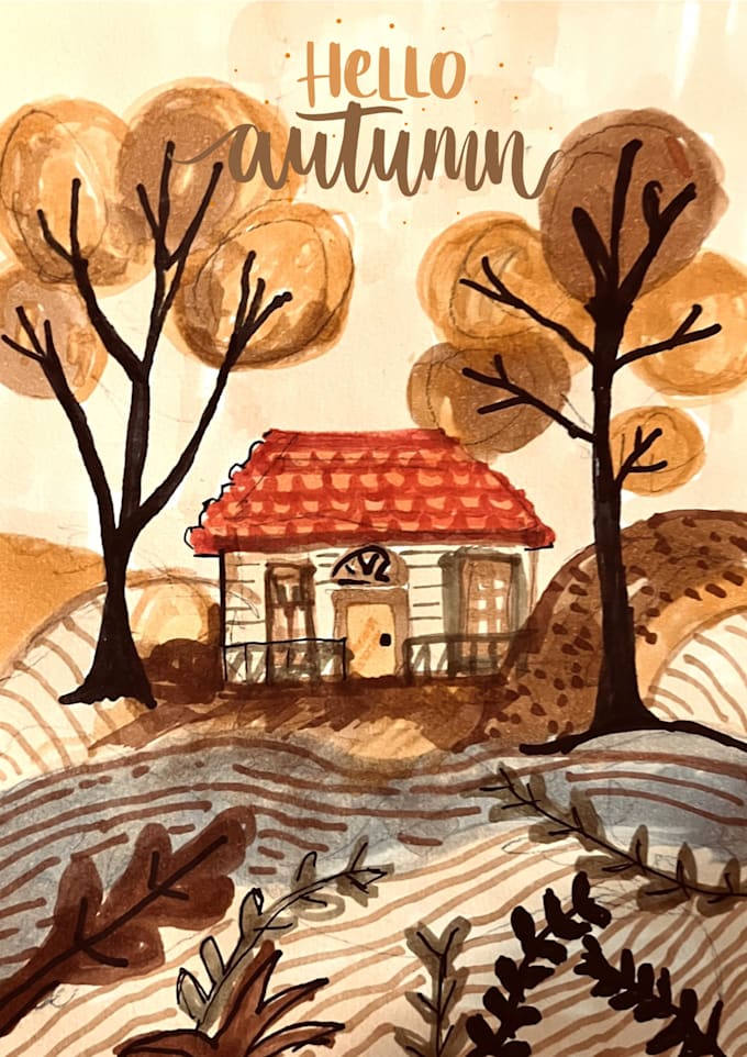 draw your house or landmark in whimsical ink and watercolor