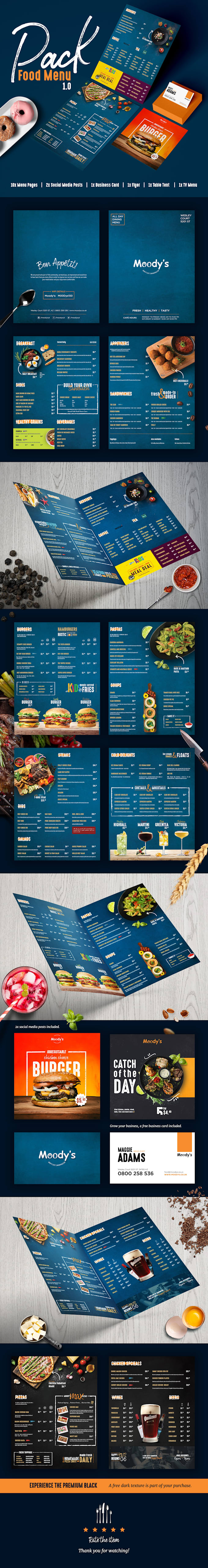 provide a food menu for your restaurant cafe or bar