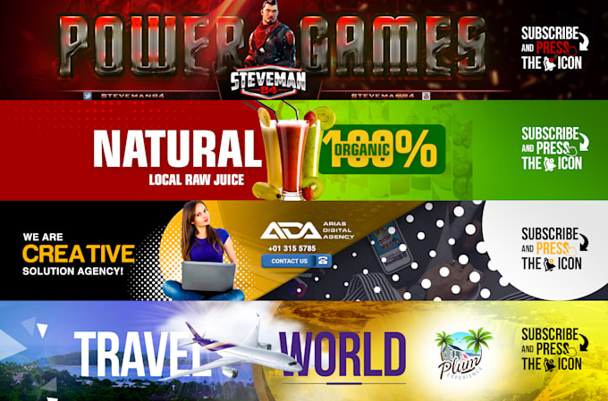 design an eye catching youtube banner and logo