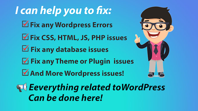 fix wordpress issues, wordpress bug or wordpress error