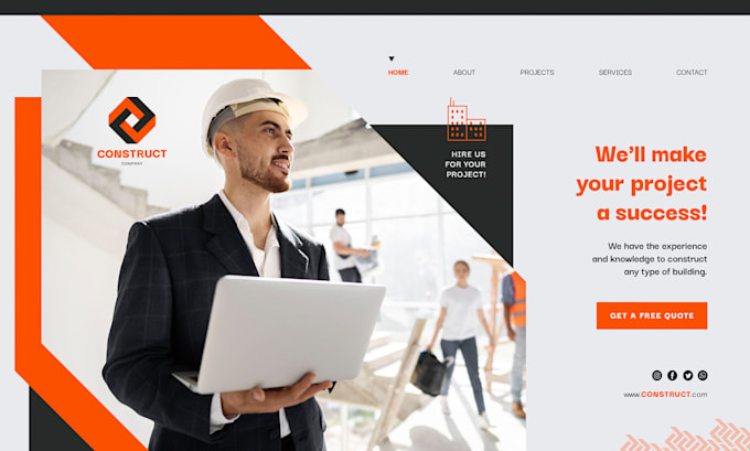 develop a construction website with responsive design