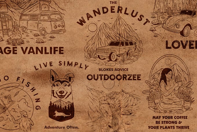 create handdrawn vintage tshirt design