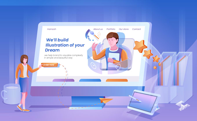 design incredible modern flat illustrations for web or apps