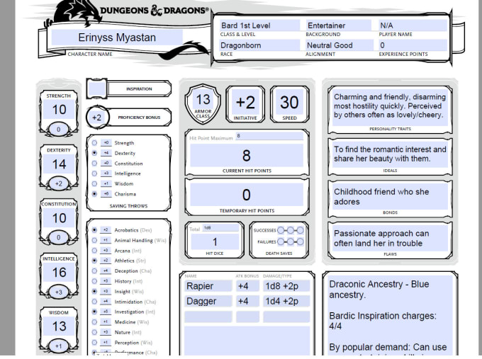dungeons and dragons 5e character builder open office