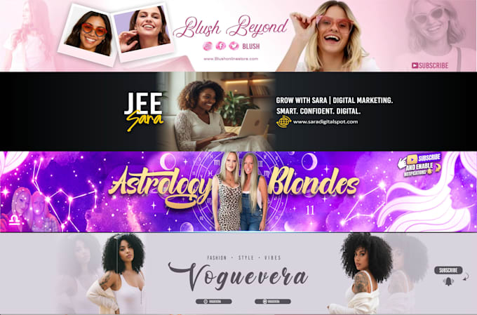design youtube channel banner, logo and branding kit