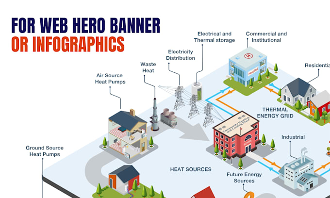 create vector isometric illustration for website and app