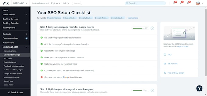 do onpage technical SEO service for your wix website