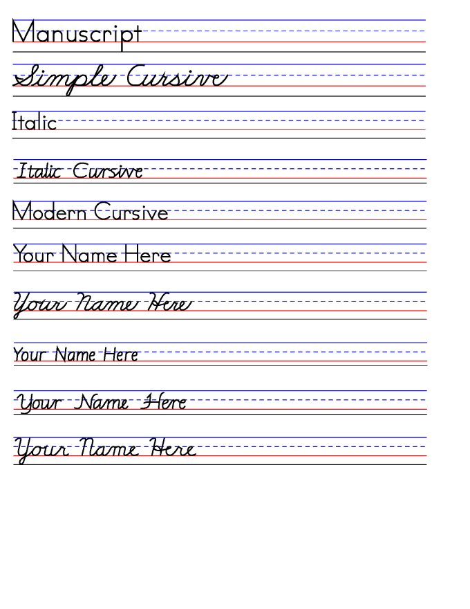 Create a set of personalized cursive writing practice sheets by ...