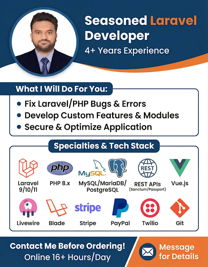 fix laravel bugs and add custom features to your web app