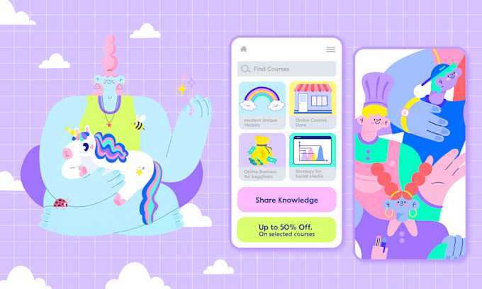 design flat vector illustrations for website, app, blog