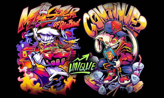 design epic cartoon illustration for clothing line merch