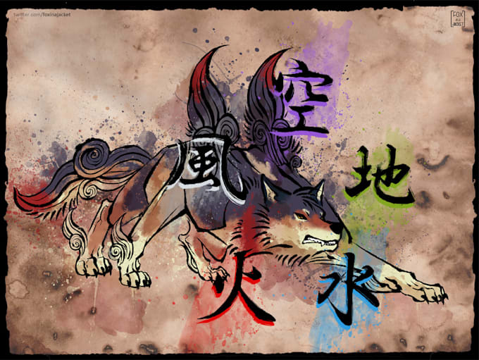 Draw your pet in japanese okami style by Foxinajacket Fiverr