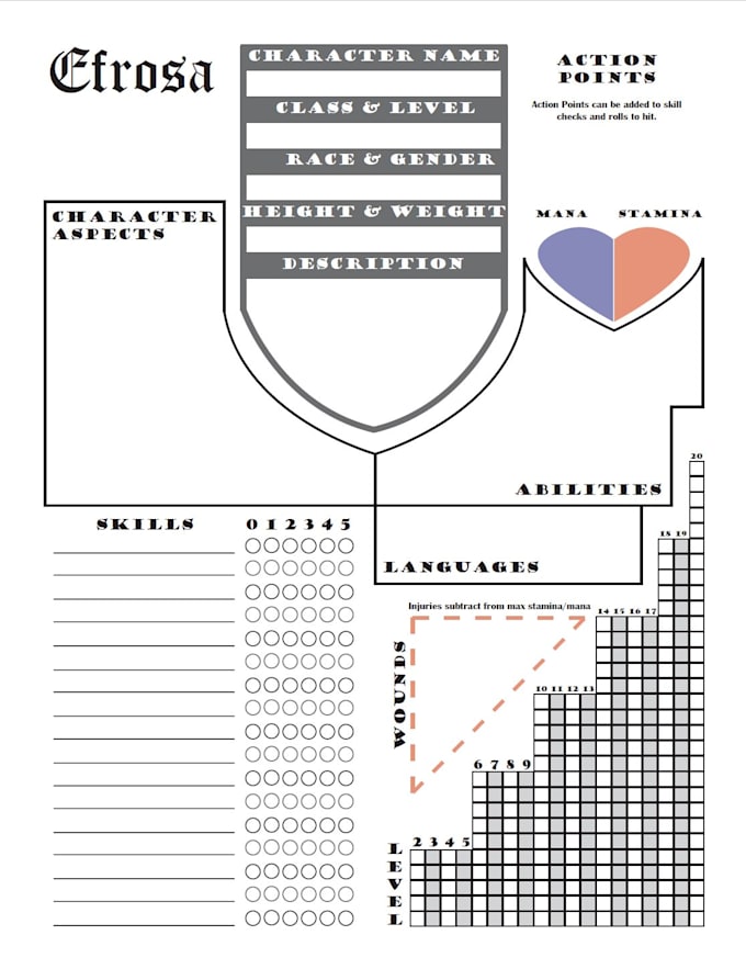 Design a custom character sheet for your tabletop rpg by Heateddesign