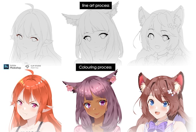 make cute headshot anime promo 4 free 1