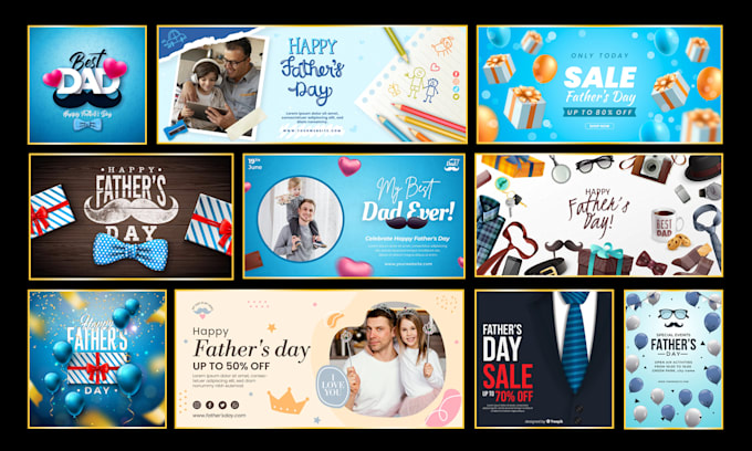 design fathers day social media posts banners and ads