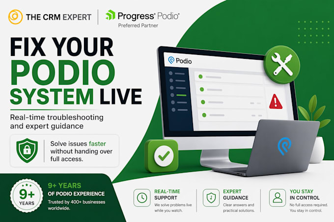 fix and optimize your podio CRM with live online support