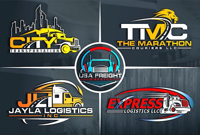 design modern transport logistic trucking logo