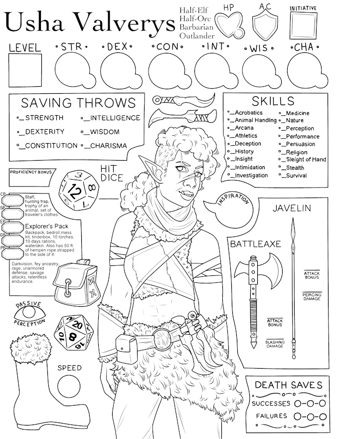 Create a custom character sheet for your character by Geekyowlet Fiverr