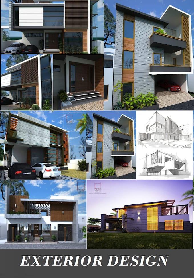architectural 2d and 3d design with 3d interior and exterior