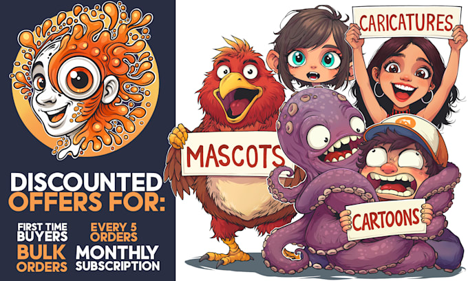 draw cartoons, mascots, and caricatures