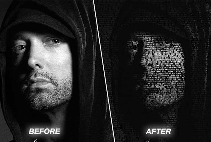 make your face covered with text, image, texture, anything