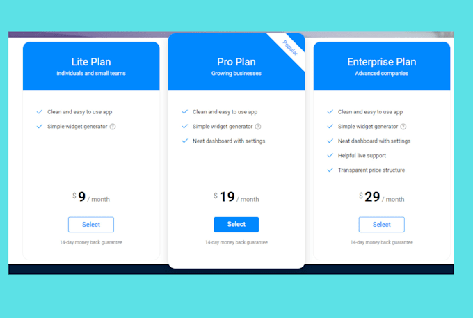 create wordpress pricing table or comparison chart or table