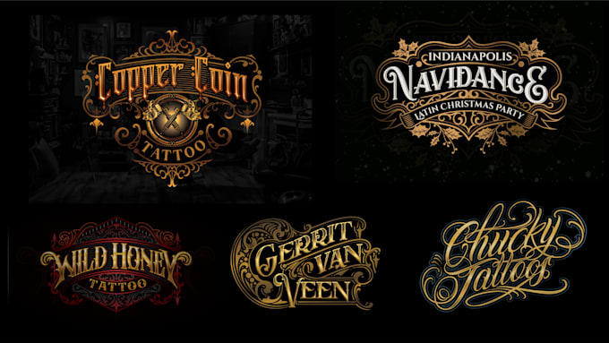 create a highly detailed vintage logo with classic, gothic, or western style