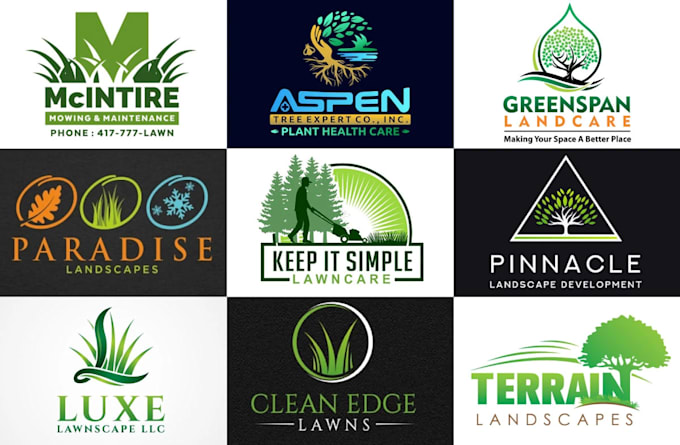 do landscape grass trimming  lawn mower and lawn care logo