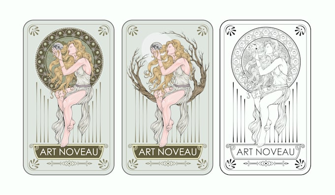 create vintage logo with art noveau illustration