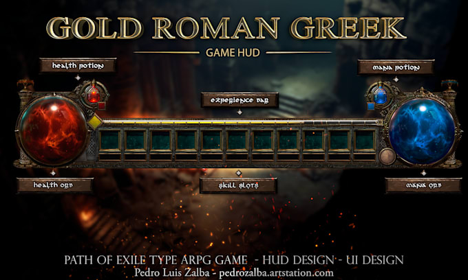 design realistic diablo style UI elements for your rpg game