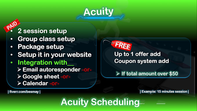 setup 2 booking event in acuity and connect it in your website