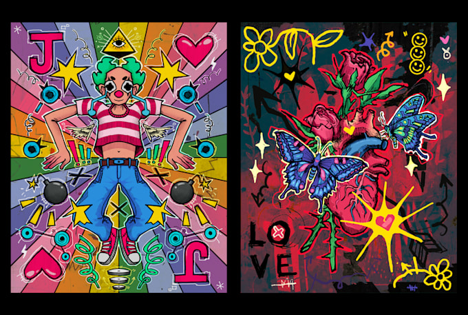 make trippy, psychedelic, surreal, illustrations designs