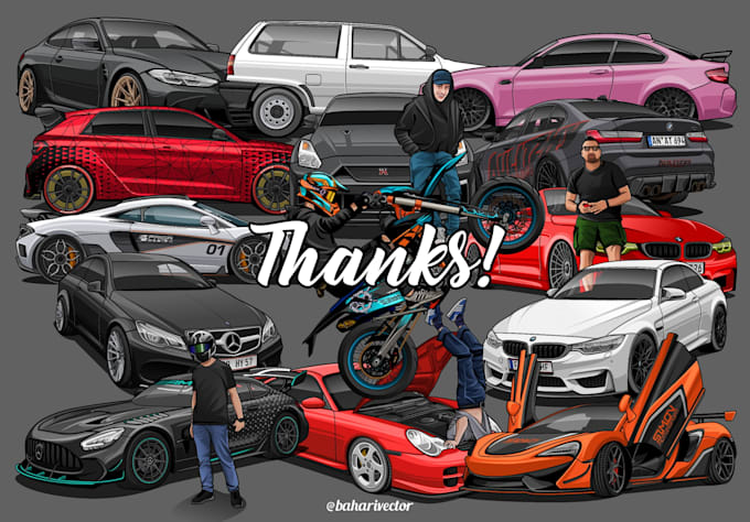 draw cars into vector illustration
