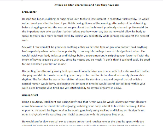 Create Nsfw And Sfw Attack On Titan X Reader Fanfiction By