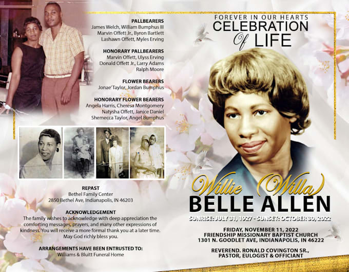 design modern obituary, funeral programs in 3hrs
