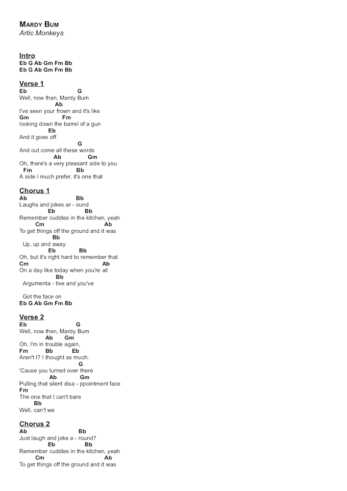 make a chord chart or lead sheet for any song