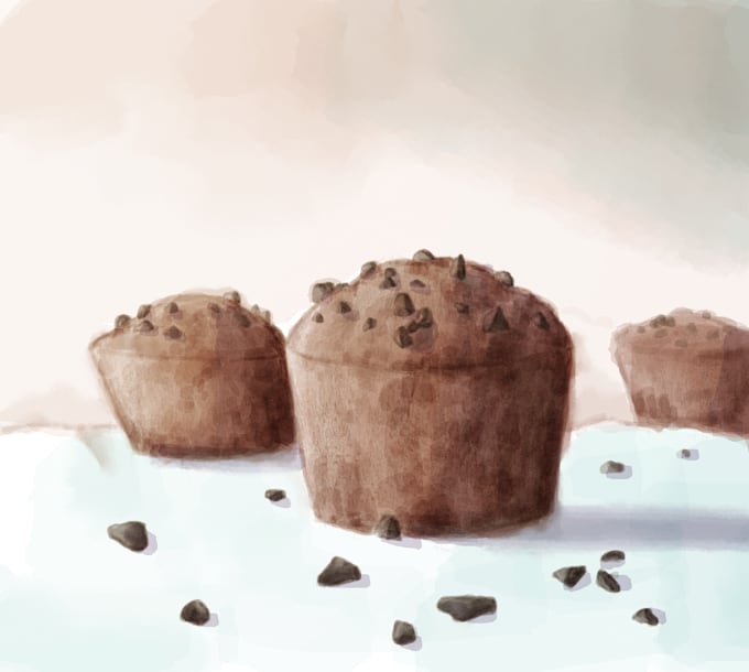 illustrate foods or desserts in watercolor or cartoon  style