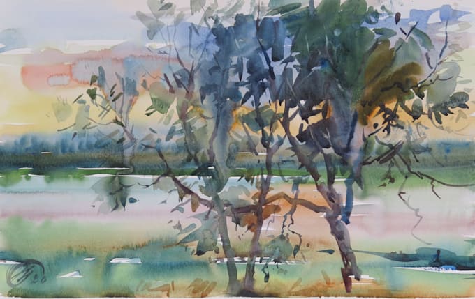 paint original watercolor landscape painting
