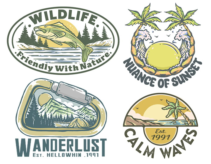 create vintage outdoor illustrations for your t shirt brand