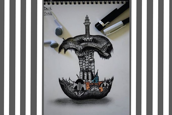 do pencil sketch or hand drawn art