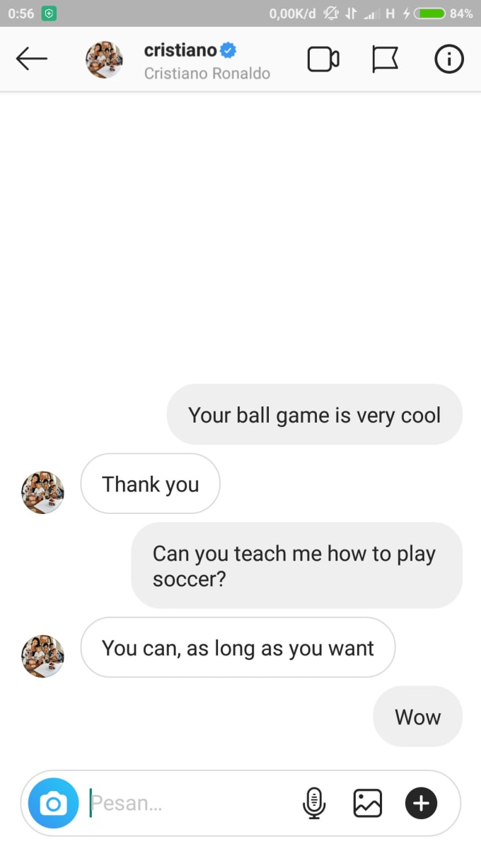Fake chat on instagram
