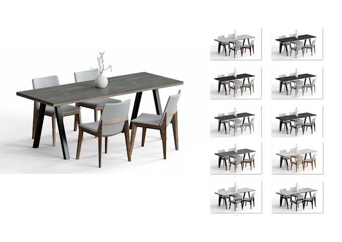 design 3d furniture rendering with various materials