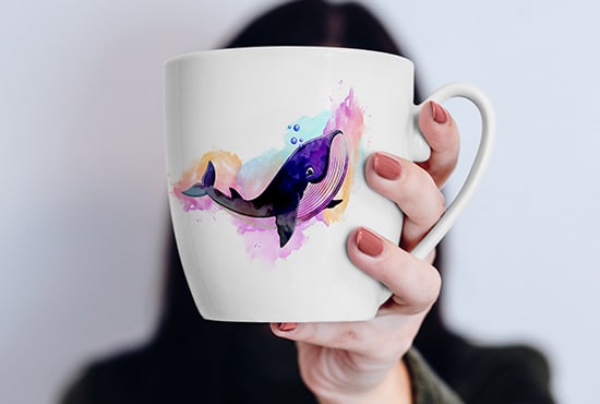 creative watercolor coffee mug design