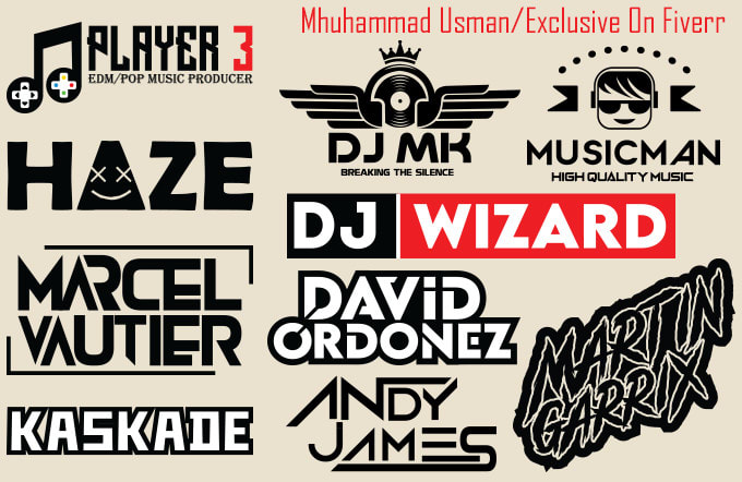 do stunning dj, music band or typography logo