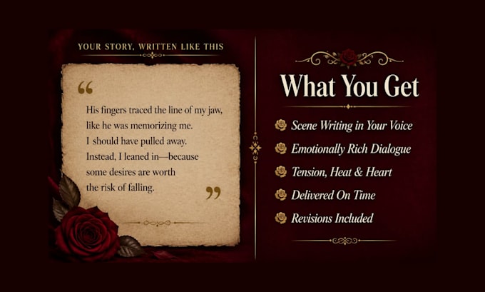 provide romance ghostwriting for romantic book scenes